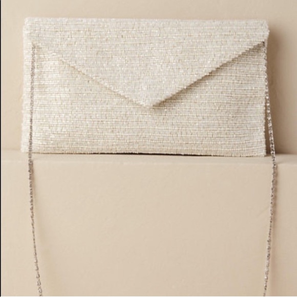 BHLDN Handbags - BHLDN Moyna Beaded Clutch in Ivory